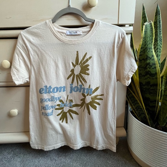 NWOT Anthropologie/Letluv Elton John Graphic T-shirt Goodbye Yellow Brick Rd XS - Picture 3 of 8